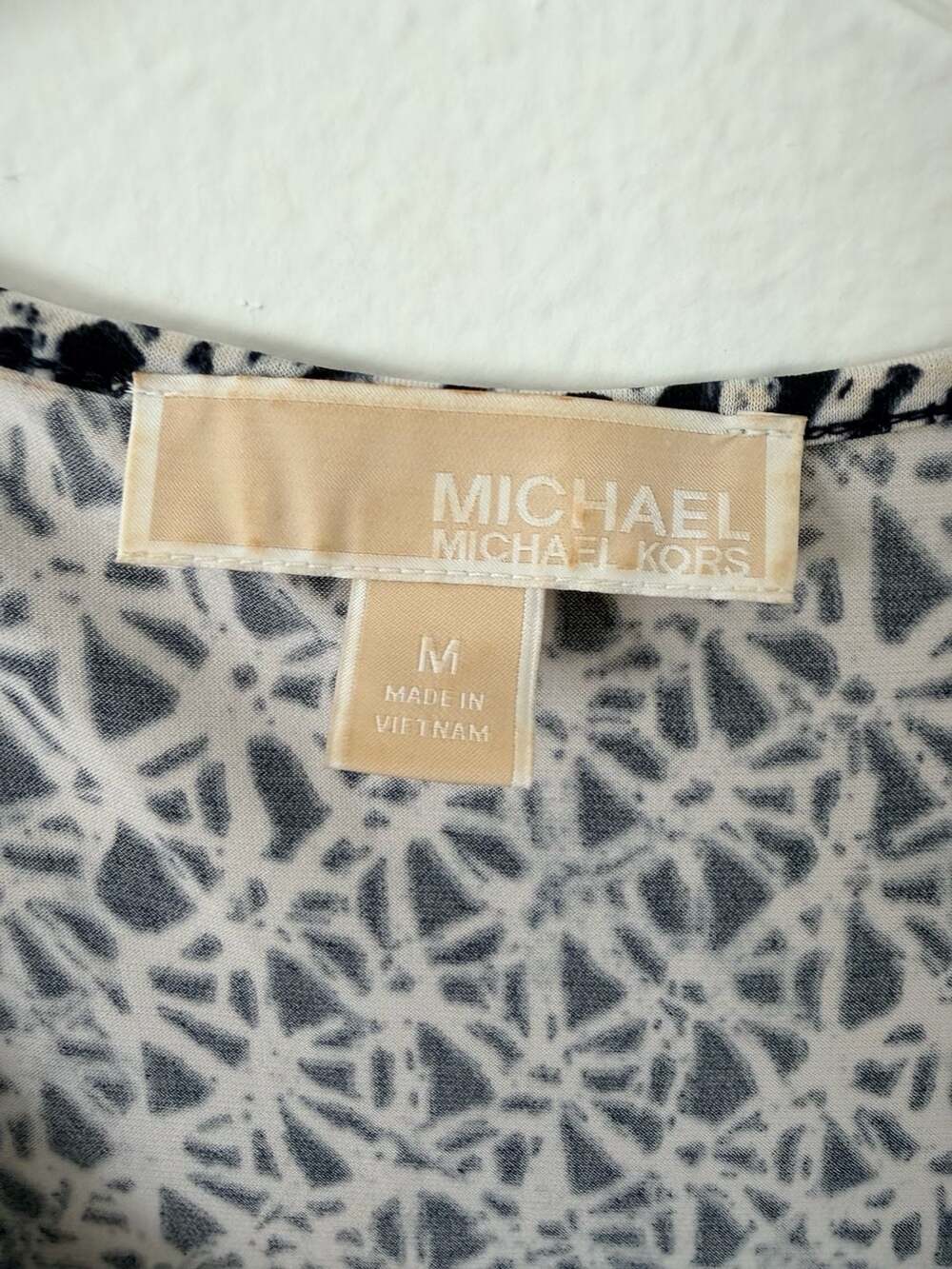 MICHAEL Michael Kors Blue and White Geometric Print Sleeveless Maxi Dress Size M - Picture 3 of 5